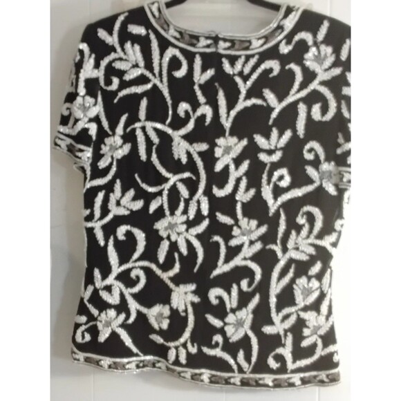 Zola Evening Silk Beaded Top Size 8 - Picture 4 of 4